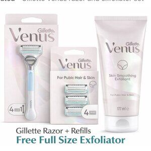 Gillette Razor Venus For Pubic Hair & Skin + Refills | Free Full Size Exfoliator